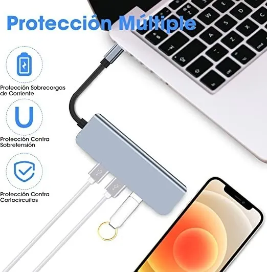 Hub USB 4 en 1 Tipo C con Adaptador USB USB 3.0 Lambo Tech - Image 7