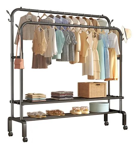 Perchero Rack Organizador De Ropa Doble 2 Niveles De Zapato 110X150X57 2128