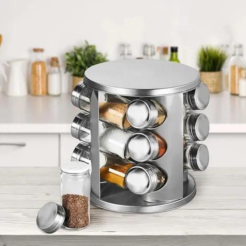 Especiero Acero Inoxidable Con Frascos Condimentero Redondo 12 Frascos Melech-41 - Image 3