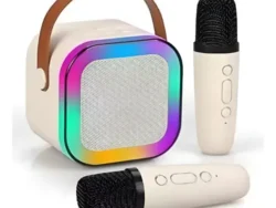 Parlante K12 Con Dos Microfonos Caja Blanca