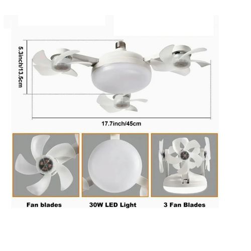 Lampara Colgante De Luz De 3 Cabezas C/ Ventilador Drone Fan - Image 3