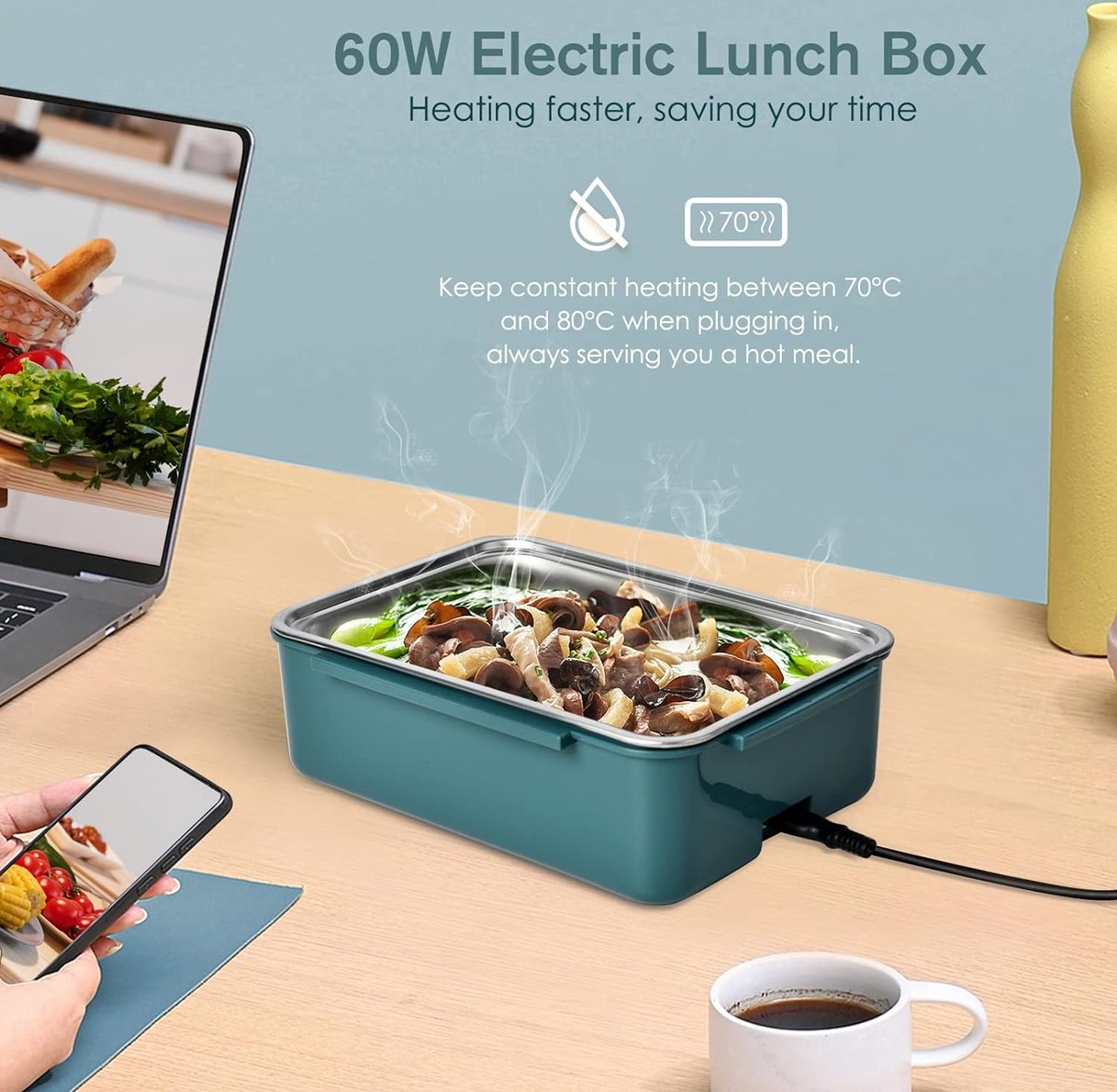 Lunchera Electrica Sus304 C/ Bandeja y Cubiertos - Image 2