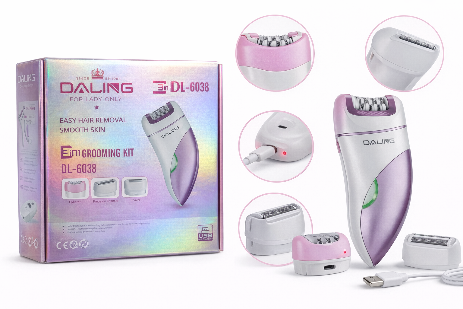 Depiladora 3 en 1 Daling DL-6038 Corporal