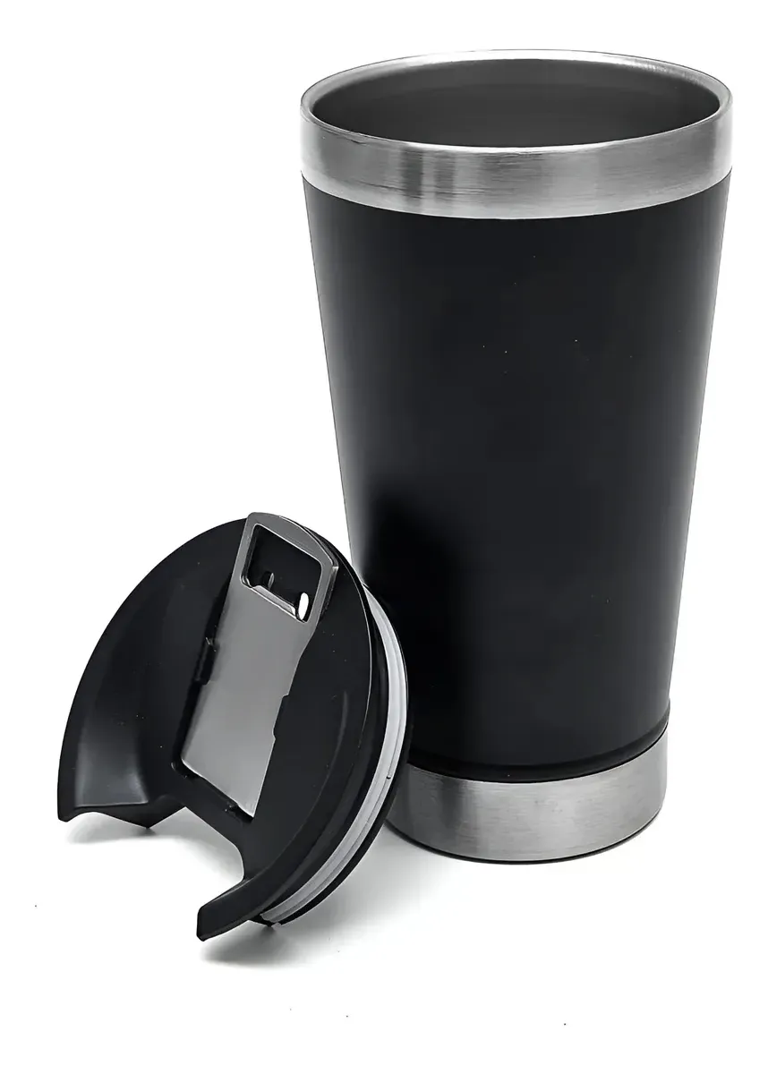 Vaso Cervecero De Acero Inoxidable 600 Ml Con Destapador LUO LU-4720