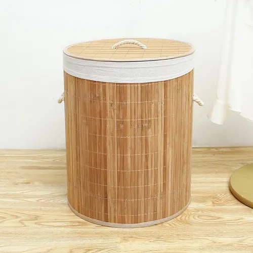 Tacho de Bambu Para Ropa Con Bolsa de Tela 50CM ALTO X 35
