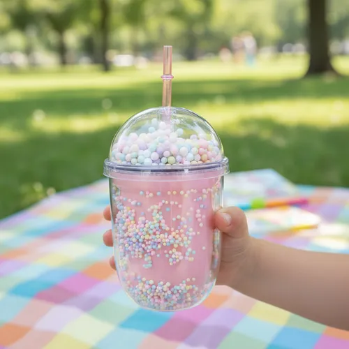 Vaso Capibara Con Pelotitas Multicolor Y Cubre Sorbete WF-18 - Image 3