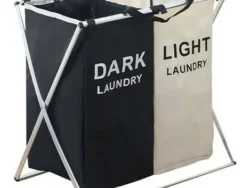 Cesto Canasto 2 Divisiones Laundry Plegable Ropa Sucia 59x52x32 Melech-39