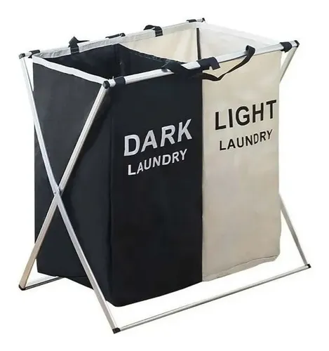 Cesto Canasto 2 Divisiones Laundry Plegable Ropa Sucia 59x52x32 Melech-40