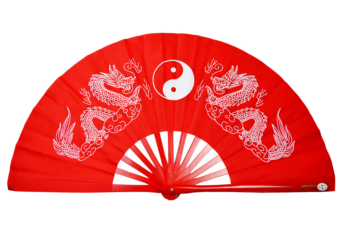 Abanico De Mano Tela Diseño Dragon Rojo/Negro grande 35cm - Image 3