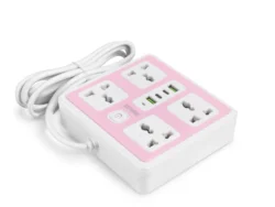 Zapatilla Universal 240v 4 Enchufes + 4 Usb + 1 Puerto C Negro W008USB