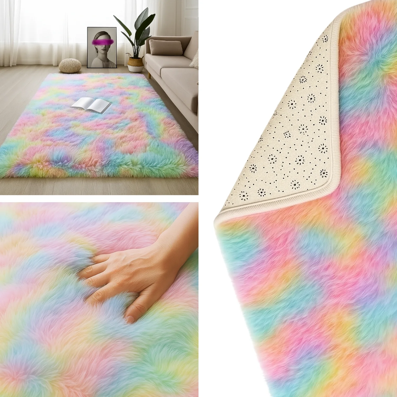 Alfombra de Peluche Rectangular Arcoiris ALF-ZR50 50x80cm