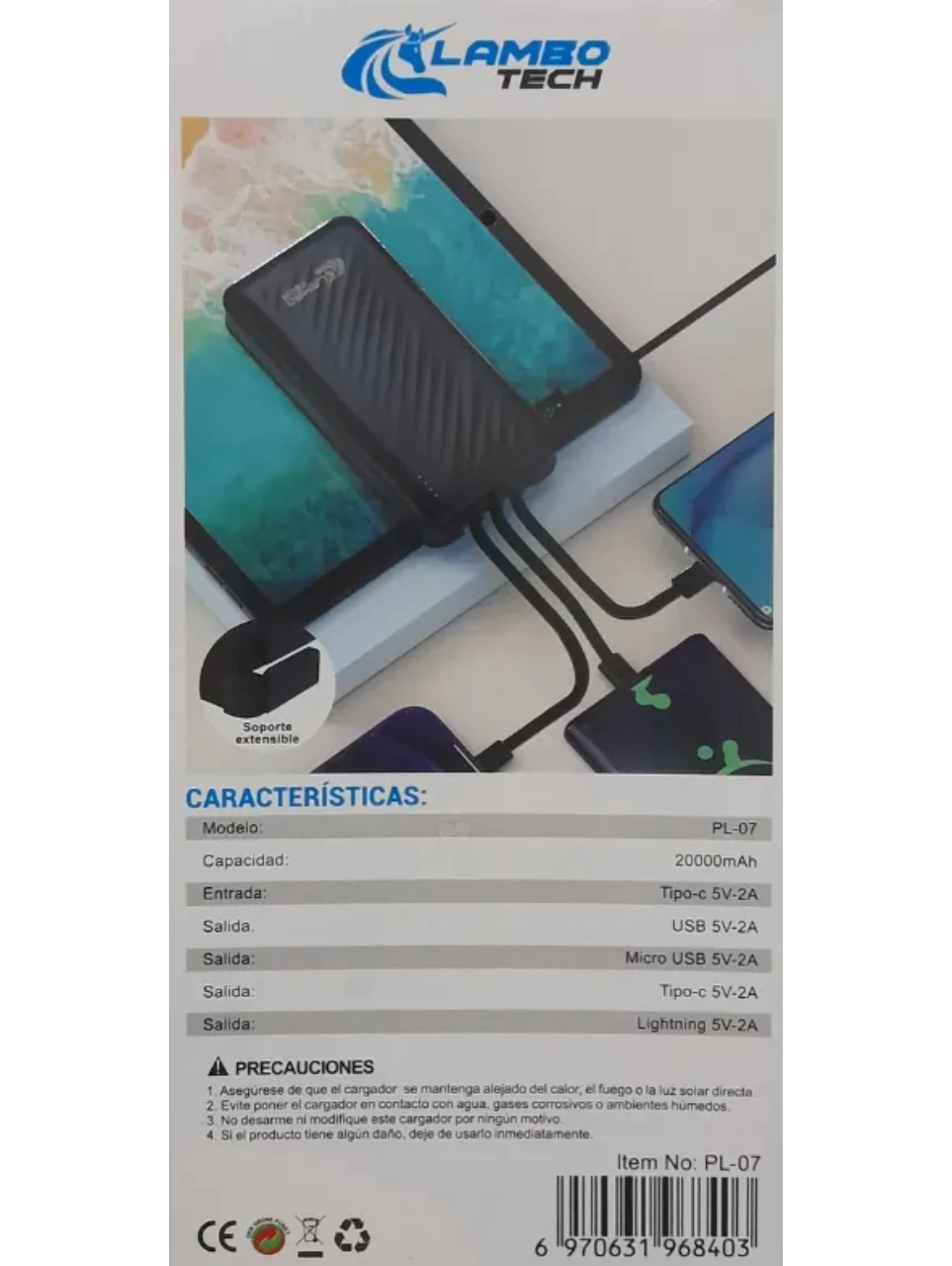 Cargador portátil Lambo Tech 20000mAh carga rápida PL-07 - Image 3