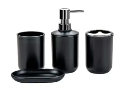 Set de Accesorios para Baño Negro 4 Piezas Suono HOG0670