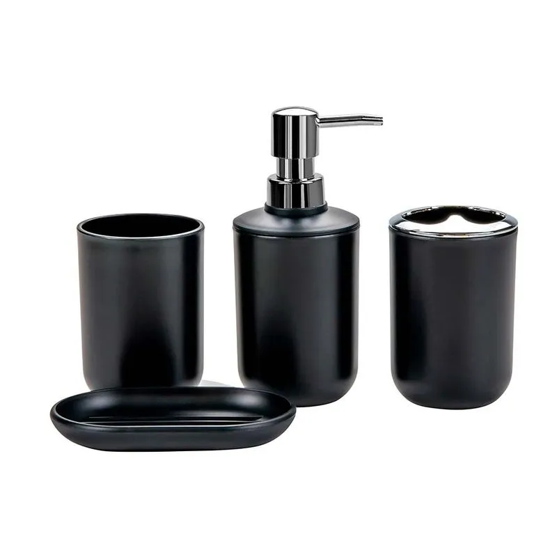 Set de Accesorios para Baño Negro 4 Piezas Suono HOG0670