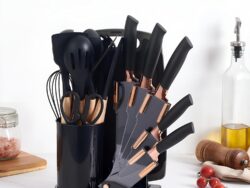 Set 18 Utensilios Cuchillos Cocina Tabla Silicona RC-0018