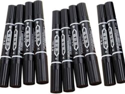 Pack x 10u. Marcadores Permanentes Doble Punta Color Negro Cailing MP-150-NC