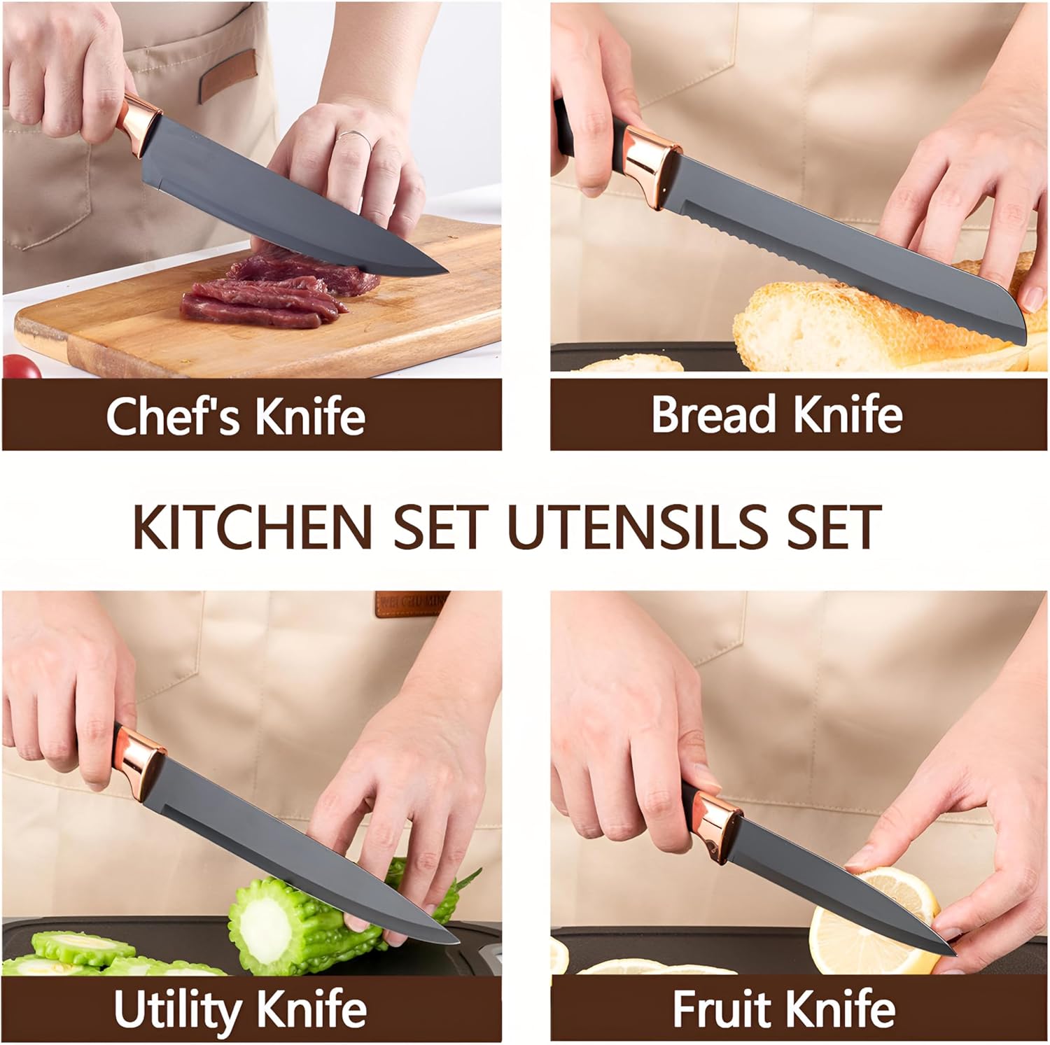 Set 18 Utensilios Cuchillos Cocina Tabla Silicona RC-0018 - Image 2