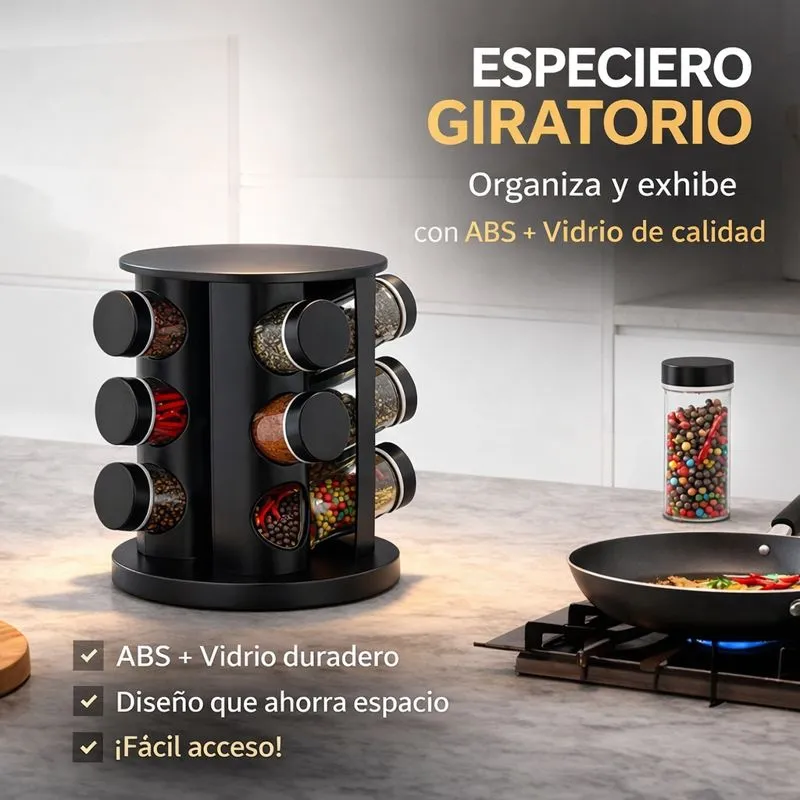 Especiero Redondo De Acero Inox. 12 Frascos Base Giratoria 142054 Hogal Actual - Image 3