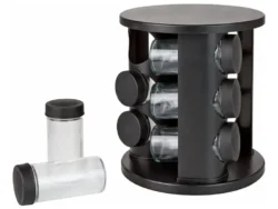 Especiero Redondo De Acero Inox. 12 Frascos Base Giratoria 142054 Hogal Actual