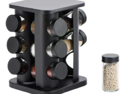 Especiero Cocina Giratorio 12 Condimentos Hogar Actual 142056/142053 Plateado o Negro
