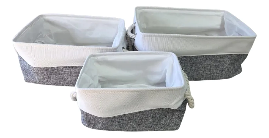 Set X 3 Canastos Organizadores De Tela Impermeables C/manija ACC214 - Image 5