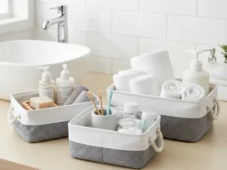 Set X 3 Canastos Organizadores De Tela Impermeables C/manija ACC214