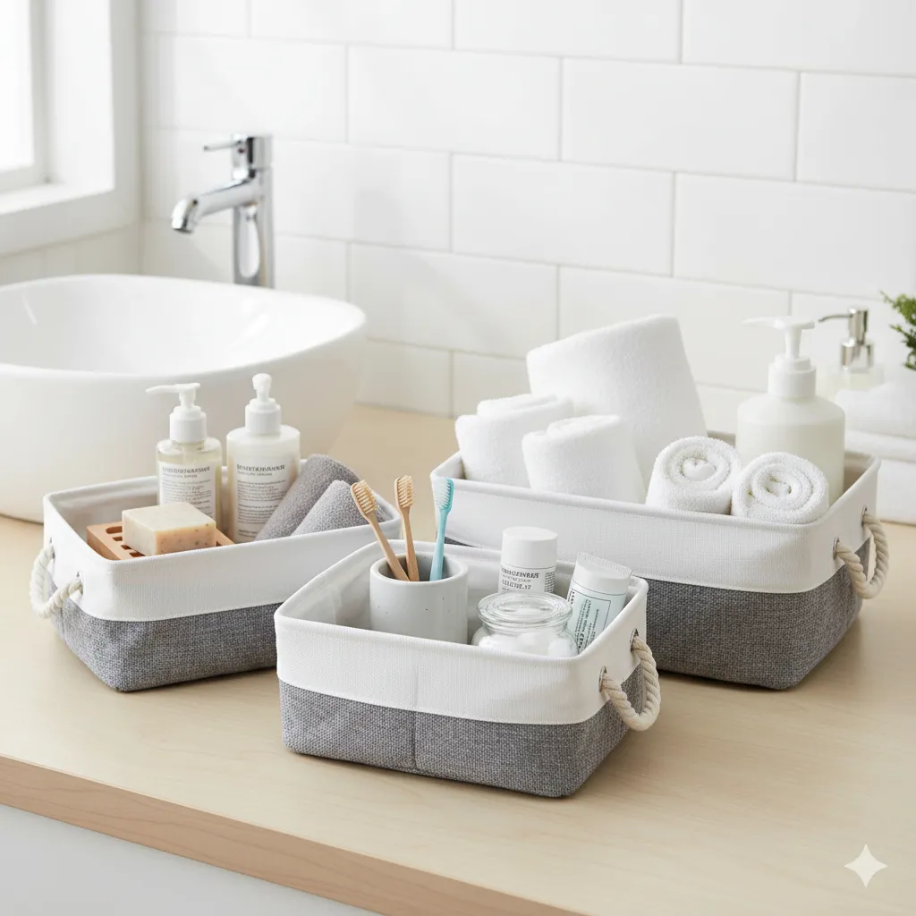 Set X 3 Canastos Organizadores De Tela Impermeables C/manija ACC214