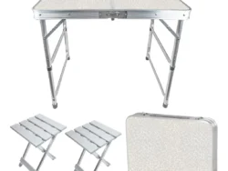 Mesa PlegableCamping 2 Sillas Aluminio 90*60*70 30Kg RD-695