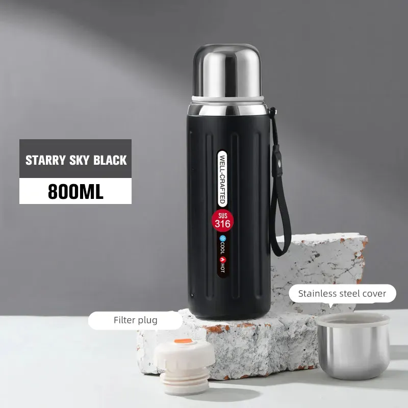 Termo Premium Vacum 800 Ml Acero Inoxidable Agarre Caja Azul con Blanco - Image 3