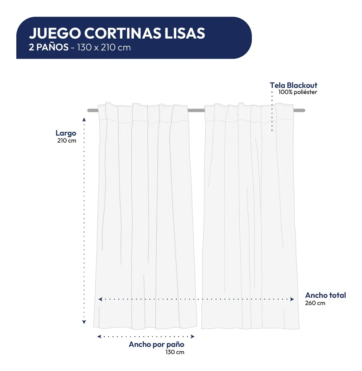 Cortinas Blackout Textil Living 130x210 2 Paños - Image 6