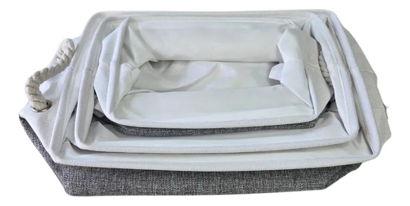 Set X 3 Canastos Organizadores De Tela Impermeables C/manija ACC214 - Image 4