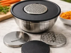 Set Bowl Batidor  + 3 Ralladores Acero Con Tapa Cool Bazar CL1010
