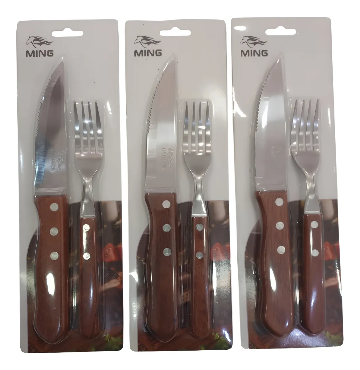 Set De Cubiertos Para Asado X2 Cuchillo + Tenedor JMF-0316