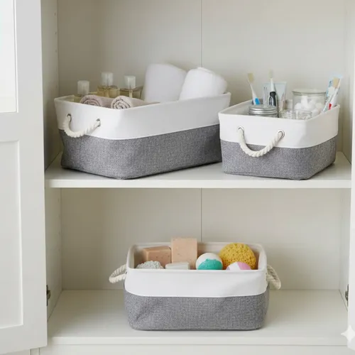 Set X 3 Canastos Organizadores De Tela Impermeables C/manija ACC214 - Image 3