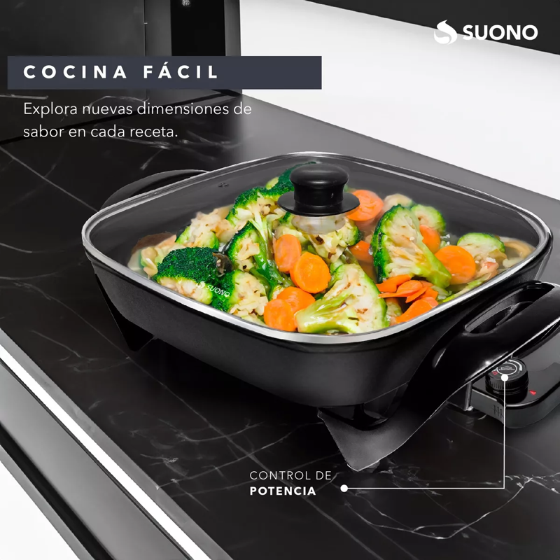 Sarten Electrica Suono HOG0163 Antiadherente Tapa de Vidrio 1500W - Image 4