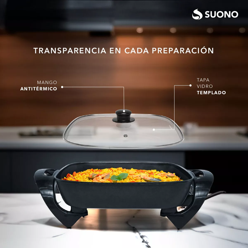 Sarten Electrica Suono HOG0163 Antiadherente Tapa de Vidrio 1500W - Image 2