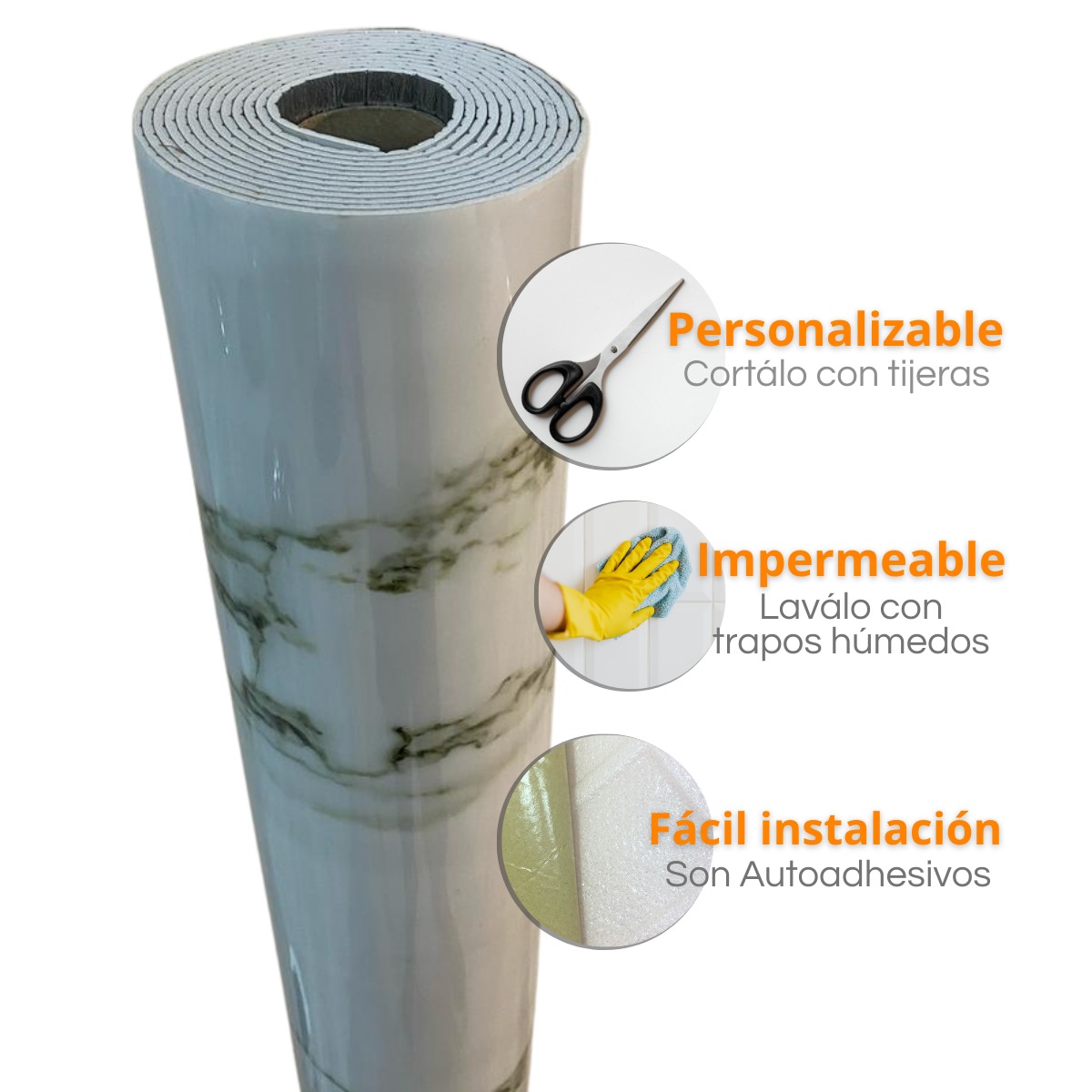 Rollo Vinilo Autoadhesivo Gris con Lineas Blancas 1,20mts x 3mts - Image 3