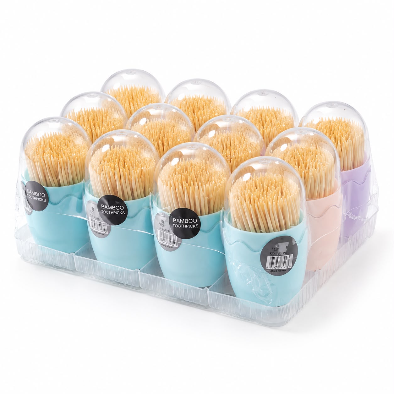 Pack de Set x 12 Escarbadientes con Dispensador Diseño Huevo X-813