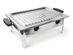 Brasero De Mesa Parrilla Acero Inoxidable Carol Con Asas NO°8981