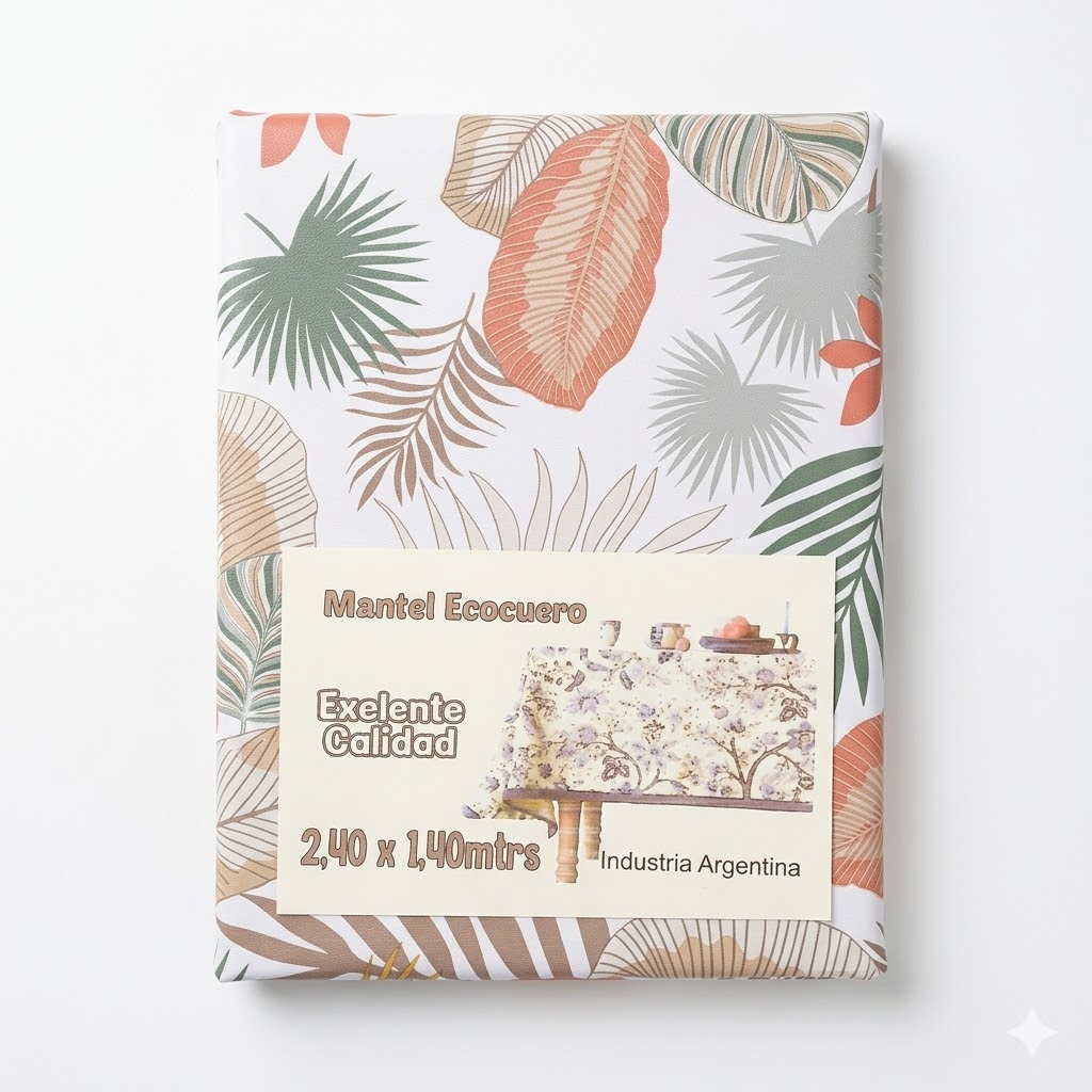 Mantel Rectangular Estampado 2.40 X1.40mts Ecocuero En Bolsa