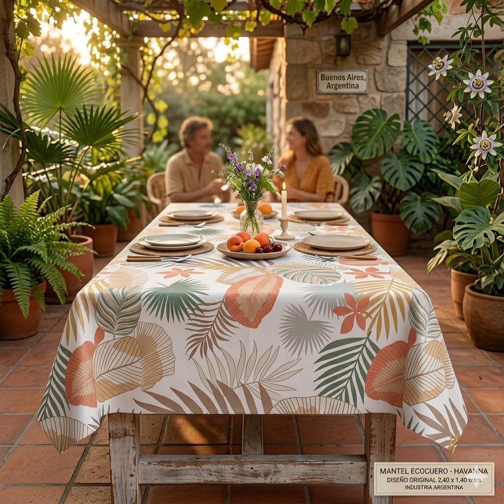 Mantel Rectangular Estampado 2.40 X1.40mts Ecocuero En Bolsa - Image 2