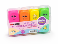 Resaltadores Mini Kawaii x4 Colores Pastel con Estuche RM1559