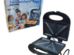 Sandwichera Eléctrica OM-4004 Negro Antiadherente 750W