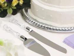 Set Pala + Cuchillo Torta Pastel Acero Mango Acrilico X-1186