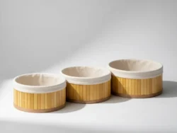 Set 3 Organizador Bambu Baño Canastos Cocina Cestas Redondo Suono HOG0704