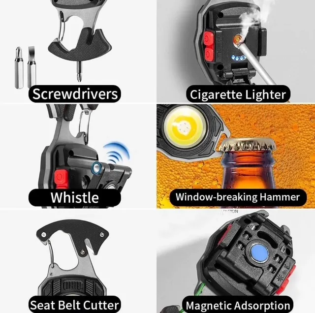 Llavero Linterna Tactica Luz Encendedor Gancho Destornillador W5147 - Image 8