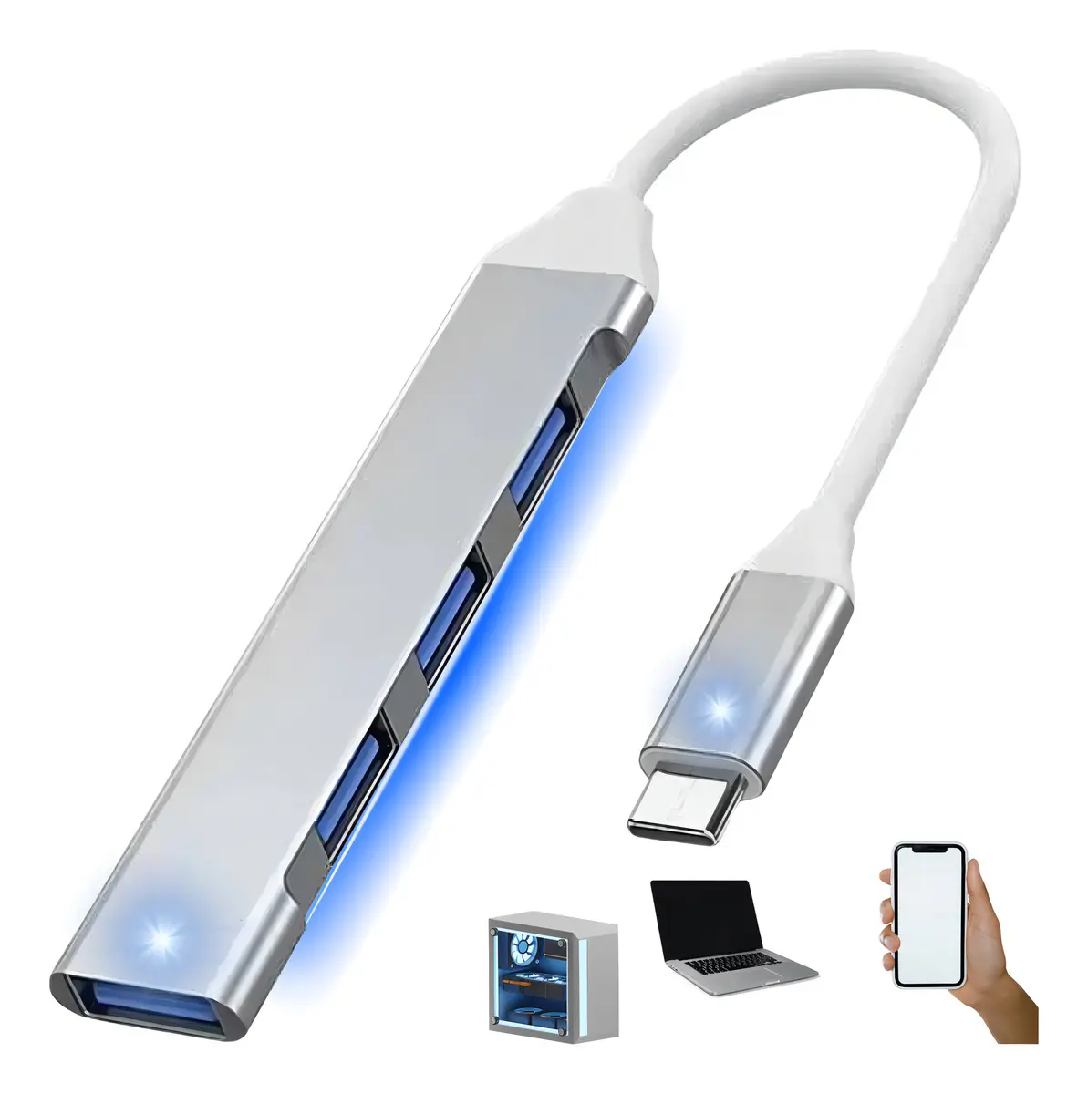 Hub USB Tipo C Audeos 4 Puertos 3.0/2.0 Lambo Tech