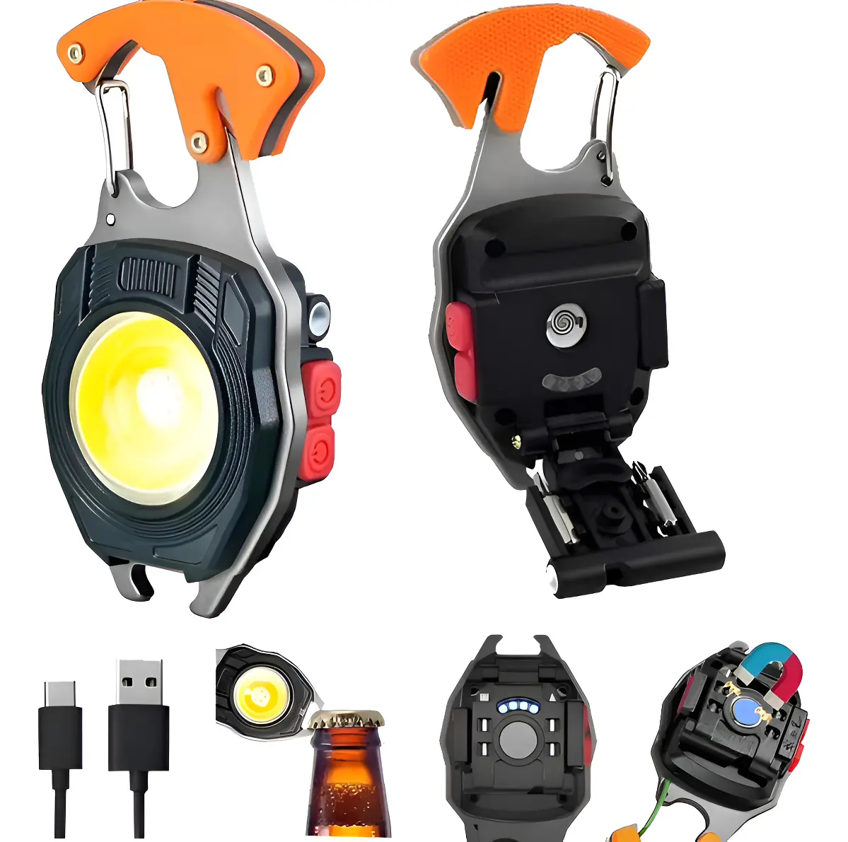 Llavero Linterna Tactica Luz Encendedor Gancho Destornillador W5147