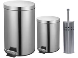 Set Cesto Tacho Basura Acero Inoxidable 5 Lts Y 20 Lts Pedal WB1010