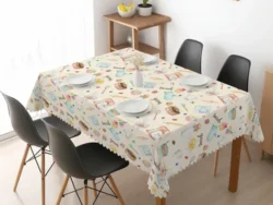Mantel De Microfibra Con Diseño Blanco Paris M5004 1.50X2.35mt